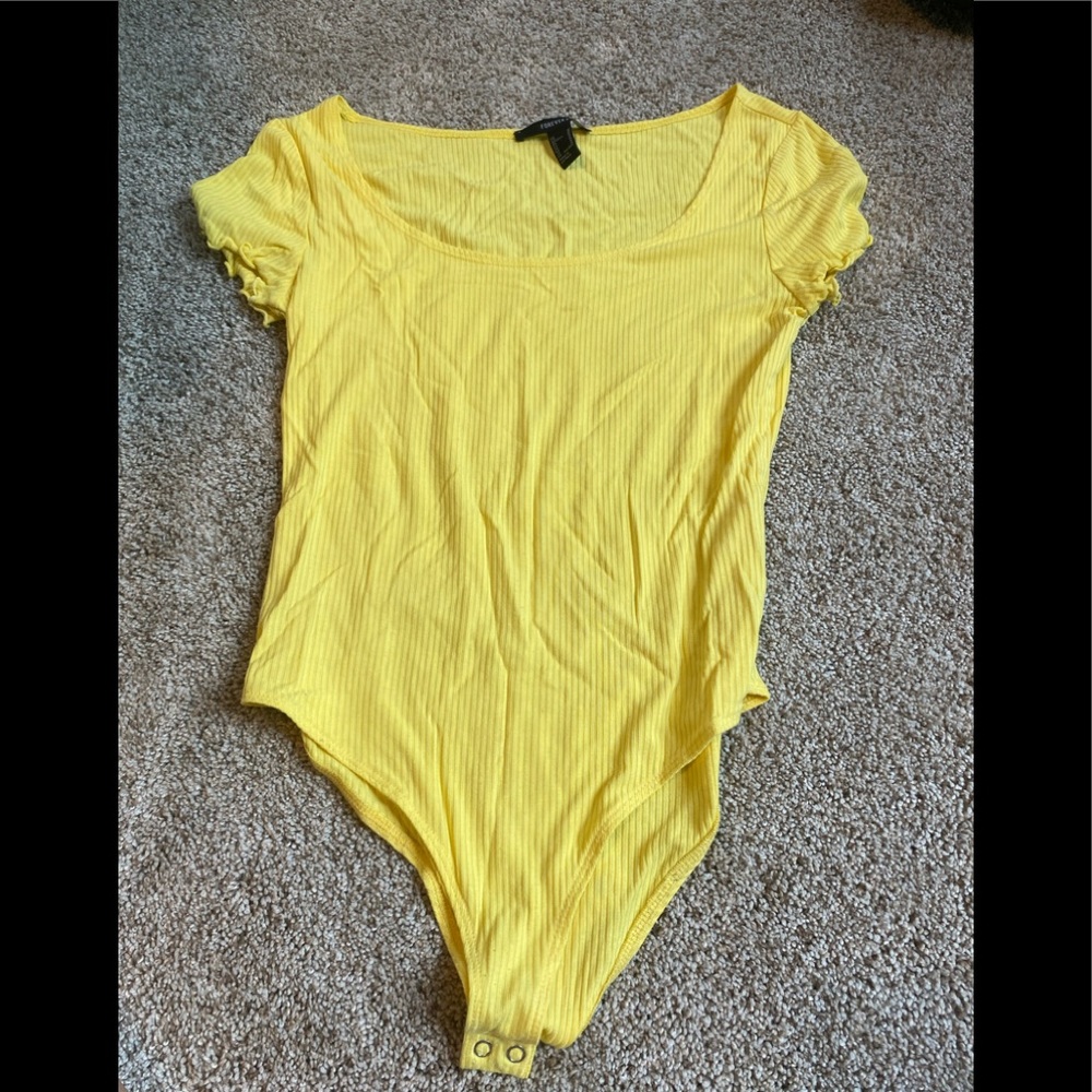 Forever 21 yellow t shirt bodysuit